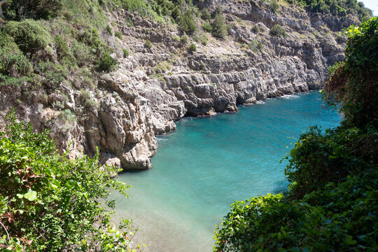Crapolla fjord in Torca, on the Amalfi coast. there are remains of Roman ruins