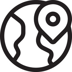 Planet Earth and map pin icon. Earth globe and map labels. Modern graphic elements for web banners, web sites, printed materials, infographics. Flat design vector illustration.