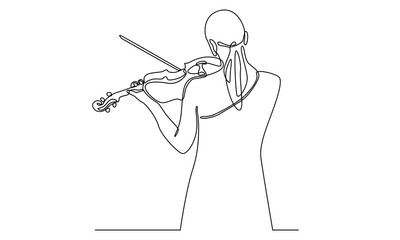 continuous line of woman playing violin © barnawi