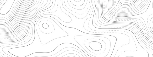 Fototapeta premium Black and white abstract topographic map with lines and circles background. Topographic map and place for texture. Topographic gradient linear background with copy space. Vector illustration