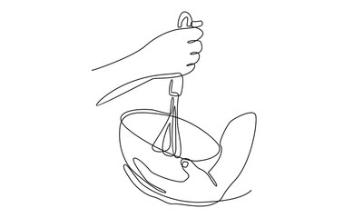 Continuous line of hands using manual hand mixer