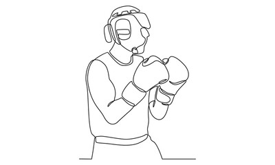 continuous line of young man boxer