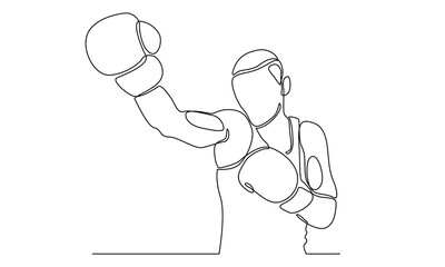 continuous line of young man boxer
