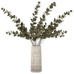 Stylish modern dried flower arrangement in cylindrical vase as home decoration. 3D Rendering
