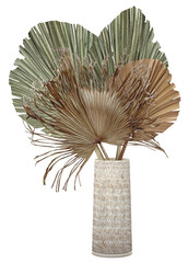 Stylish modern dried flower arrangement in cylindrical vase as home decoration. 3D Rendering