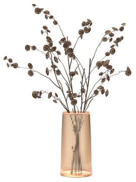 Stylish modern dried flower arrangement in cylindrical vase as home decoration. 3D Rendering