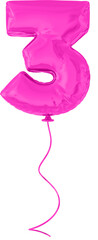 Number 3 Pink Balloon 
