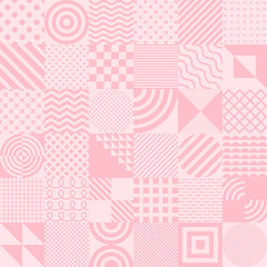 ピンクの色々な幾何学模様の正方形のパターン背景