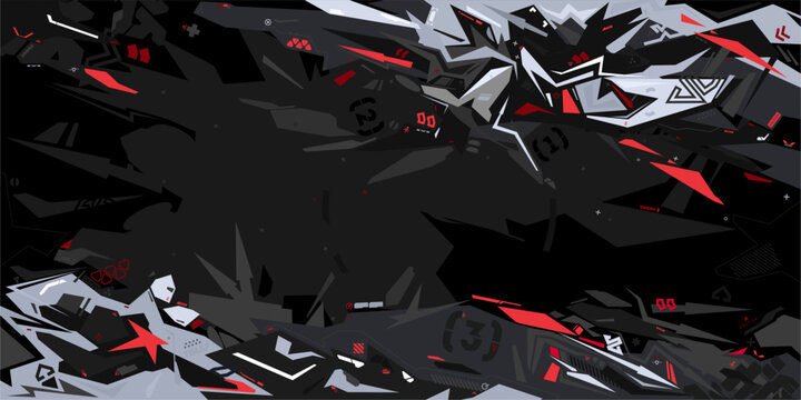 Dark Futuristic Mecha Gundam Cyberpunk Style Colorful Abstract Urban Street Art Graffiti Vector Illustration Template Background