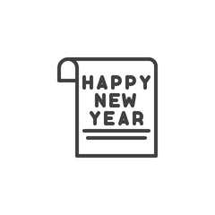 Happy new year lettering line icon