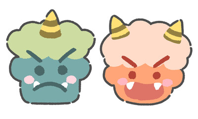 怒る鬼のイラスト　手描き