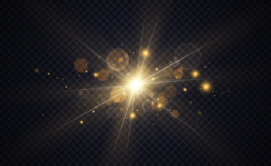 Golden glowing lights effects, abstract magic Illustration
