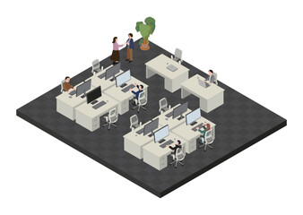 アイソメトリックで描かれたオフィスのイラスト
