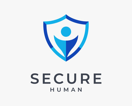 Secure People Protection Human Privacy Person Safety Profile Security Safe Vector Logo Design