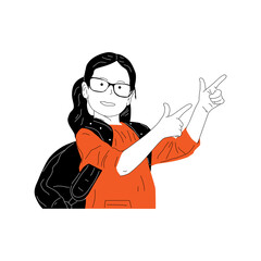 illustration of happy children studying at school