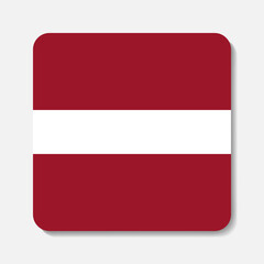 Flag of Latvia flat icon. Square vector element with shadow underneath. Best for mobile apps, UI and web design.