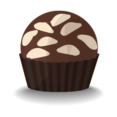 Traditional brazilian sweets brigadeiros. Chocolate balls decorated with pistachios