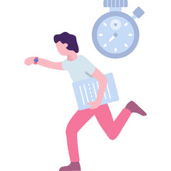 Office worker late vector time management icon