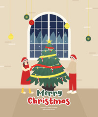 winter holiday, merry christmas illustration