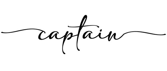 Captain word Continuous one line calligraphy Minimalistic handwriting with white background