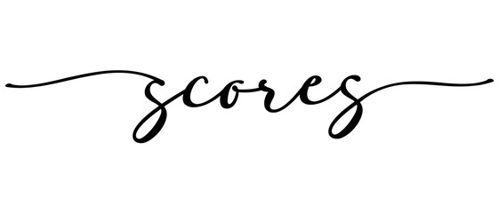 Scores word Continuous one line calligraphy Minimalistic handwriting with white background