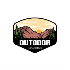 Outdoor vector logo, mountain outdoor premium logo vector design