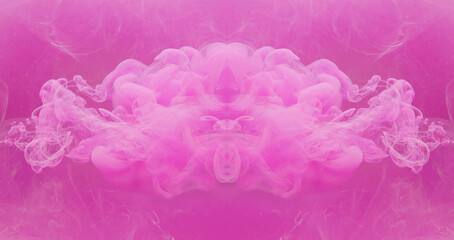 Fractal background. Ink cloud. Fantasy mandala illusion. Magenta pink color abstract insect symbol...