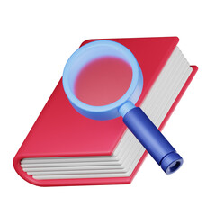 3d book and magnifying glass illustration
