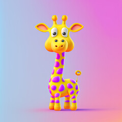 Illustration of a funny colorful squishy giraffe with long neck and texture in its body