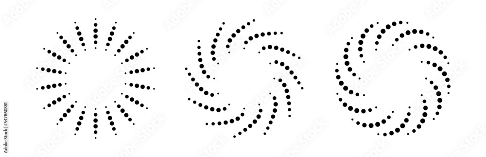 Poster dot radial circle lines. circular radiating speed geometric lines. sun star rays symbol. abstract ha