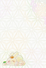 年賀状ハガキの雪うさぎと親子のうさぎ　(コピースペース有り版&縦ver) 