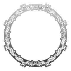 イラスト素材: レトロ、アンティーク、ビンテージのシルバーメタリックのフレーム。銀色の飾り罫オーナメント