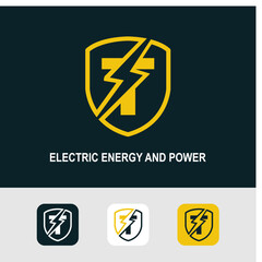 Initial T Logo with Bolt Lighting for Energy, Electrical and Power Company Service Business Logo Template