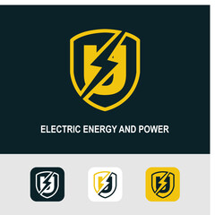 Initial U Logo with Bolt Lighting for Energy, Electrical and Power Company Service Business Logo Template