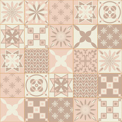 Spanish ceramic tile gentle pastel color, beige pink monochrome, square tile