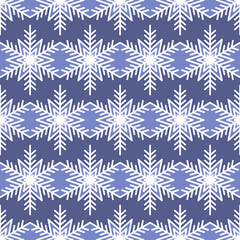 Purple background with blue snowflake for christmas greeting card, icy snowflake vector illustration