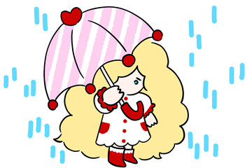 lonely girl with an umbrella illustration