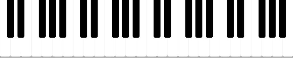 Fototapeta premium Piano or synthesizer keyboard, vector illustration. White and black keyboard musical instrument