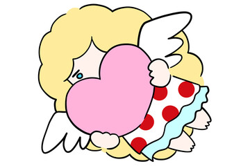 恋のキューピッドが飛んでいる　イラスト　女の子　ハート