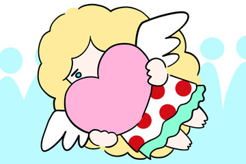 恋のキューピッド　天使　水しぶき　イラスト
