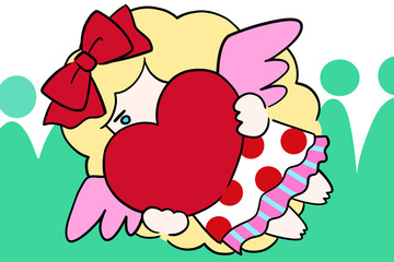 angel giving gifts illustration