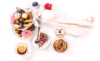 Afternoon tea stand with sweet treats.