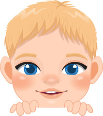 Cute Peekaboo Little Boy or Kid Peeking Boy Cartoon Character