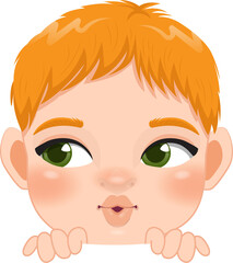 Cute Peekaboo Little Boy or Kid Peeking Boy Cartoon Character