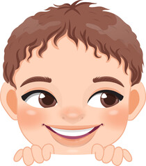 Cute Peekaboo Little Boy or Kid Peeking Boy Cartoon Character