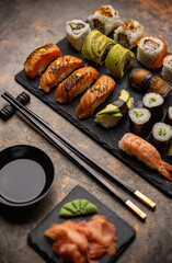 Variety of Japanese sushi