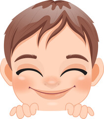 Cute Peekaboo Little Boy or Kid Peeking Boy Cartoon Character