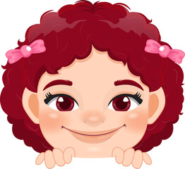 Cute Peekaboo Little Girl or Kid Peeking Girl Cartoon Character