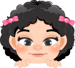 Cute Peekaboo Little Girl or Kid Peeking Girl Cartoon Character