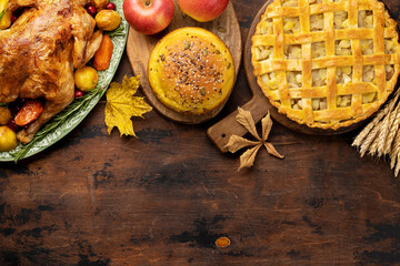 Thanksgiving turkey on rustic table